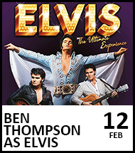 Booking link for Ben Thompson as Elvis on 12 February 2022