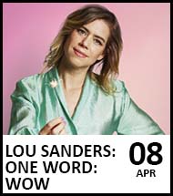 Booking link for Lou Sanders: One Word: Wow on 8 April 2022