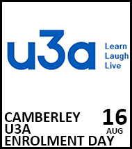 Booking link for Camberley U3A Enrolment Day on 16 August 2022