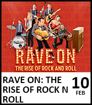 Booking link for Rave On - The Best of Rock N Roll on 10th February 2022